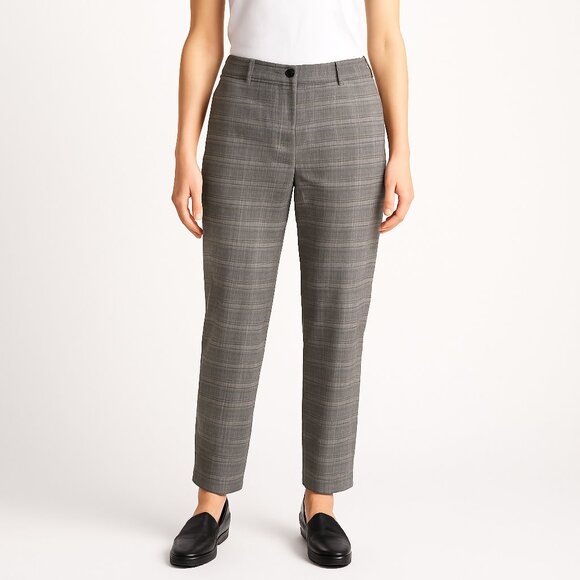 L.L. Bean Pants Gray Glen Plaid Flannel Trousers 14P - Picture 1 of 11